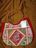 Womens Purse Sari Handbag Multi Rose Red Beaded Patchwork Purses