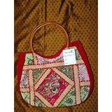 Womens Purse Sari Handbag Multi Rose Red Beaded Patchwork Purses