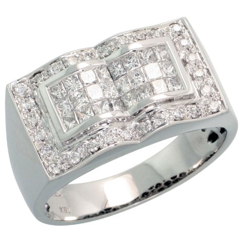 Mens Diamond Rings White Gold 18k White Gold Men's Diamond Ring, w/ 1.