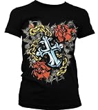 Cross and Roses Juniors Tattoo T shirt, Old School Cross Tattoo Style Design Juniors Tee, Small, White 51JeSw6dkwL. SL160 Cross and Roses Juniors Tattoo T shirt, Old School Cross Tattoo Style Design Juniors Tee, Small, White