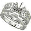14Kt White Gold Ladies Diamond Wedding Ring Set, Semi-Mount Setting