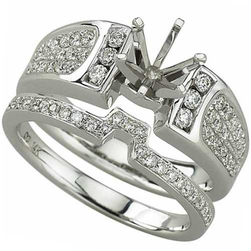 0.50 Ct.T.W. Round Brilliant Cut Diamonds in 14Kt. White Gold Diamond Wedding Ring Set  Semi Mount Setting