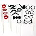 Mustache on a Stick Wedding Party Photo Booth Props, Includes Lips , Glasses , Pirate Eye Patch, Bow Tie and Pipe 16 Piece Set