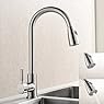 UFaucet Modern Stainless Steel Single Handle Pull Down Spray Kitchen Sink Faucet, Pull Out Brushed Nickel Faucets