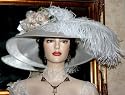 Kentucky Derby Hat Edwardian Hat Tea Hats Designed by Darna "Run for the Roses Crystal Fairy" White/brocade