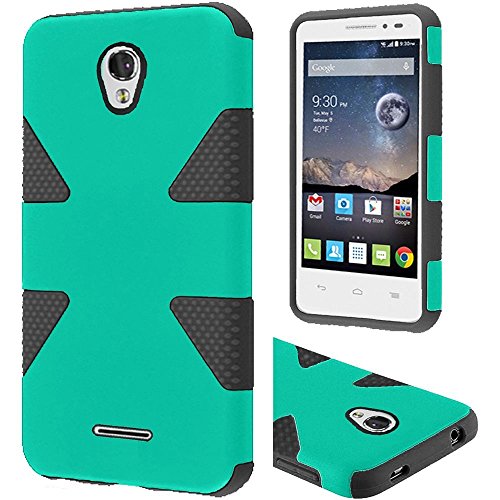 Alcatel One Touch Pop Astro 5042T (T-Mobil), LF 4 in 1 Bundle, Dynamic Slim Dual Layer Hybrid Armor Cover Case, Stylus Pen, Screen Protector & Wiper Accessory (Dynamic Teal)