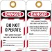 NMC LOTAG36-25 Lockout Tag, "DANGER - DO NOT OPERATE," 6" Height x 3" Width, Unrippable Vinyl, Red/Black on White (Pack of 25)