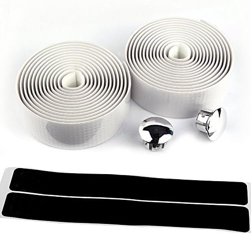 AmazingEC Durable Carbon Texture Handlebar Tape Wrap Cycling Road Bike Sports Antiskid With End Plugs White