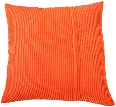Qinquick® (2 in 1= Pillow Insert + Pillow Cover) Square Pillowcase Orange Corn Kernels Corduroy Sham with Form