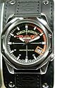 Harley-Davidson&reg; Bulova&reg; Men's Watch. Black dial, Luminous. Black leather cuff strap. WR50m/165ft. 76B146