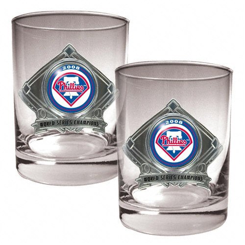Buy Philadelphia Phillies 2008 World Series Champions 2 Piece 14 oz. Rocks Glass Set by Great American Products