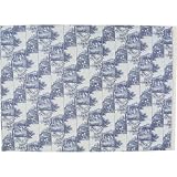 Blue Paesaggio Landscape Toile Figural Poster Decoupage Gift Wrap 20 x 28 