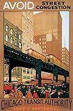 51Jf%2BGqD fL. SL160  Chicago Transit Auth  by Scott Johnson. PLAQUE MOUNTED. 24.00 inches width by 36.00 inches height. Highest Quality Art Poster Print