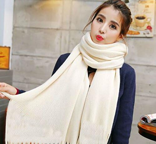 Women's Fashion Long Shawl Big Grid Winter Warm Lattice and Pure Large Scarf (Pure Beige)