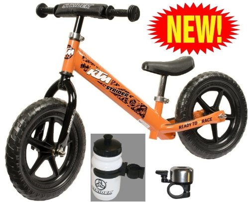 Strider ST-3 No-pedal Balance Bike +BONUS-Water Bottle and Bell (Bundle) (KTM)