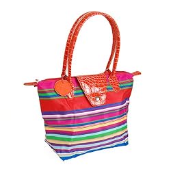 Orange Stripe Tote Bag Purse Travel Handbag