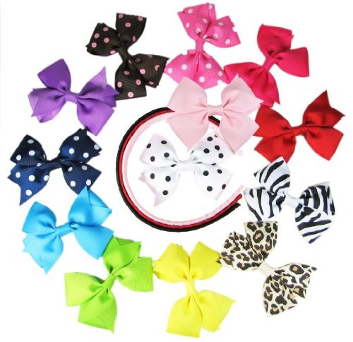 HipGirl Boutique Girls Baby Toddler Interchangable Hair Bow and Headband Set