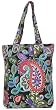 Cotton Canvas Paisley and Flowers Book Bag with Cloth Handles 15"Lx15"H Set/2