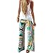 Pusheng Women Boho Hippie Tribal Aztec Printed Wide Leg Palazzo Harem pants