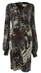 V-neck Bishop Animal Print Polyester/Spandex/Knit  Dress