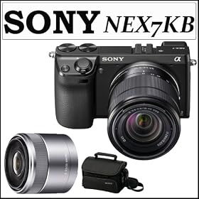 Sony DSLR NEX7KB 24.3MP Digital SLR Camera & 18-55MM Zoom Lens + Sony DSLR Sel 50mm F1.8 Nex System Camera Lens + Accessory Kit