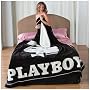 Classic Black Playboy Bunny Head with Tuxedo Covertures Blanket Throw Queen or Full Bed