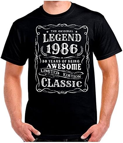 Funny Birthday Gift T Shirt Born Year 1986 Vintage Classic 30th Age 30 Present