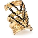House of Harlow 1960 Black Pave Chevron Ring, Size 6