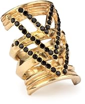 House of Harlow 1960 Black Pave Chevron Ring, Size 6
