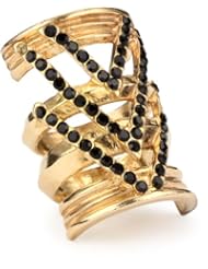 House of Harlow 1960 Black Pave Chevron Ring