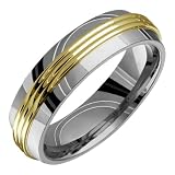 Allegro Titanium Ring with 14K Yellow Gold Center Design