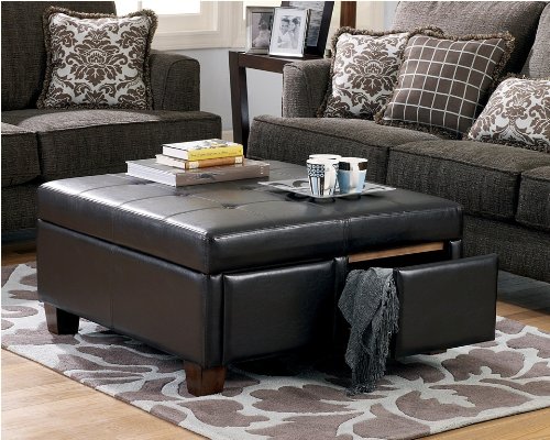 Durahide Bicast-Brown Ottoman by Ashley Furniture