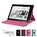 GMYLE(R) Hot Pink 360 Degree Rotating PU leather Folio Stand Case Cover for Nook HD+ Plus 9 inches Barnes & Noble e-book Reader Tablet (Multi Angle- Vertical/Horizontal and Wake up Sleep Function)