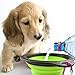 Arlie Pet Silicone Foldable Bowl - Retractable Travel Protable Water Bottle/Dish with a Metal Carabiner, Also Can Used as Flying Disc Toy for Dogs & Cats, Green