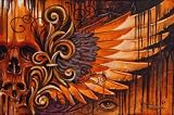 Brown Skulls by Manuel Valenzuela Tattoo Art Canvas Giclee Print