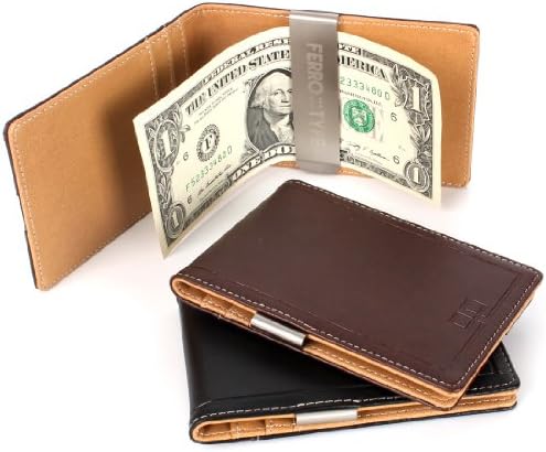 Personalized Free Engraving Cowhide Leather Money Clip Wallet Holder Gift Black