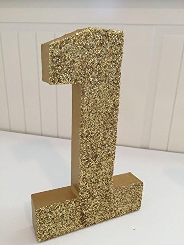 Gold Glitter number photo prop. first birthday-