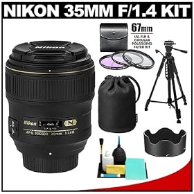 Click here to buy Nikon 35mm f 1.4 G AF-S Nikkor Lens + 3 UV FLD CPL Filters + Tripod Kit for D7000, D5000, D3100,....