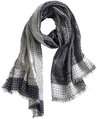 Asian Eye Blythe Cotton/Wool Fair Trade Scarf (Black/Off-White)
