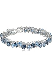 Sterling Silver Created Gemstones Bracelet, 7.25"