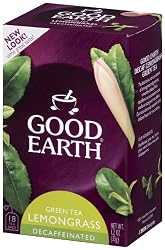 Good Earth Green Tea Lemon Grass Decaf, 25-Count Boxes (Pack of 6)