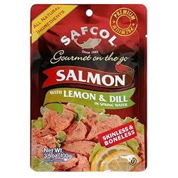SAFCOL Gourmet on the Go Salmon with Lemon and Dill in Spring Water, 3.5-Ounce Pouches (Pack of 12)