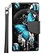 Samsung Galaxy S6 Edge Plus Wallet Case - Highlighted Butterfly Blue on Black