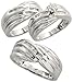 14 Karat Weissgold Trio Hochzeit ER & SIE Ring, mit 0.58 Karat Baguetteschliff & Brilliantschliff Diamanten, (8mm) breit