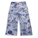 Grandma Pajama Pants - Girls Polar Fleece Snowflakes Pajama Pant, Light Blue