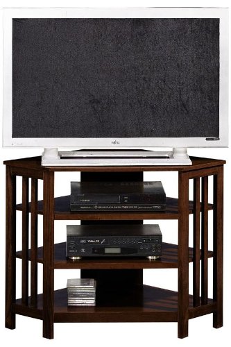 Mission - style 30h Corner Tv Stand, 30H, CHESTNUT