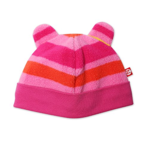 Zutano Infant Baby-Girls Fleece Bold Stripe Hat, Fuchsia, 12 Months