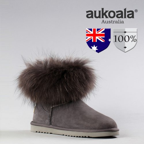 Aukoala Snow Boots Australia Sheepskin Warm Nataleta For Womens_Grey_Us Size 7 On Sale