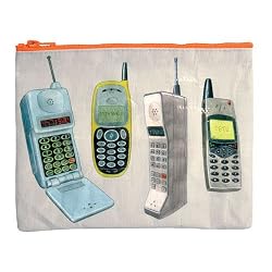 Blue Q Cell Phones Recycled Zipper Pouch