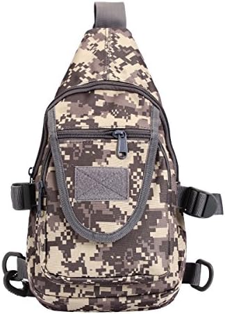 Outdoor Sports Casual Oxford Fabric Waterproof Unbalance Backpack Crossbody Sling Bag Shoulder Bag Chest Bag for Men (ACU)